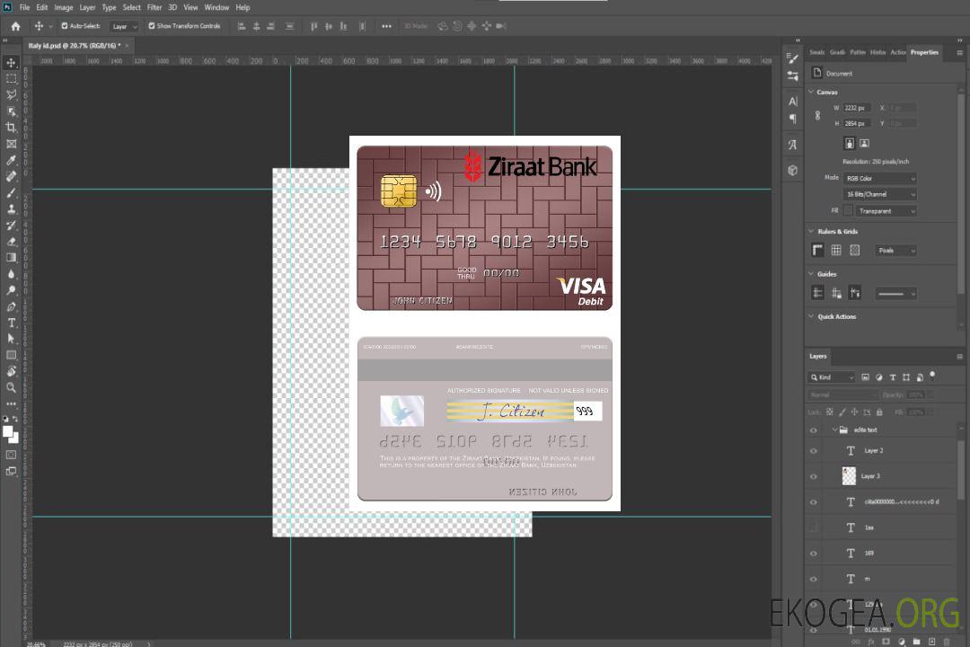 Carte de débit visa de la Banque Ziraat d'Ouzbékistan template Carte de débit visa de la Banque Ziraat d'Ouzbékistan template